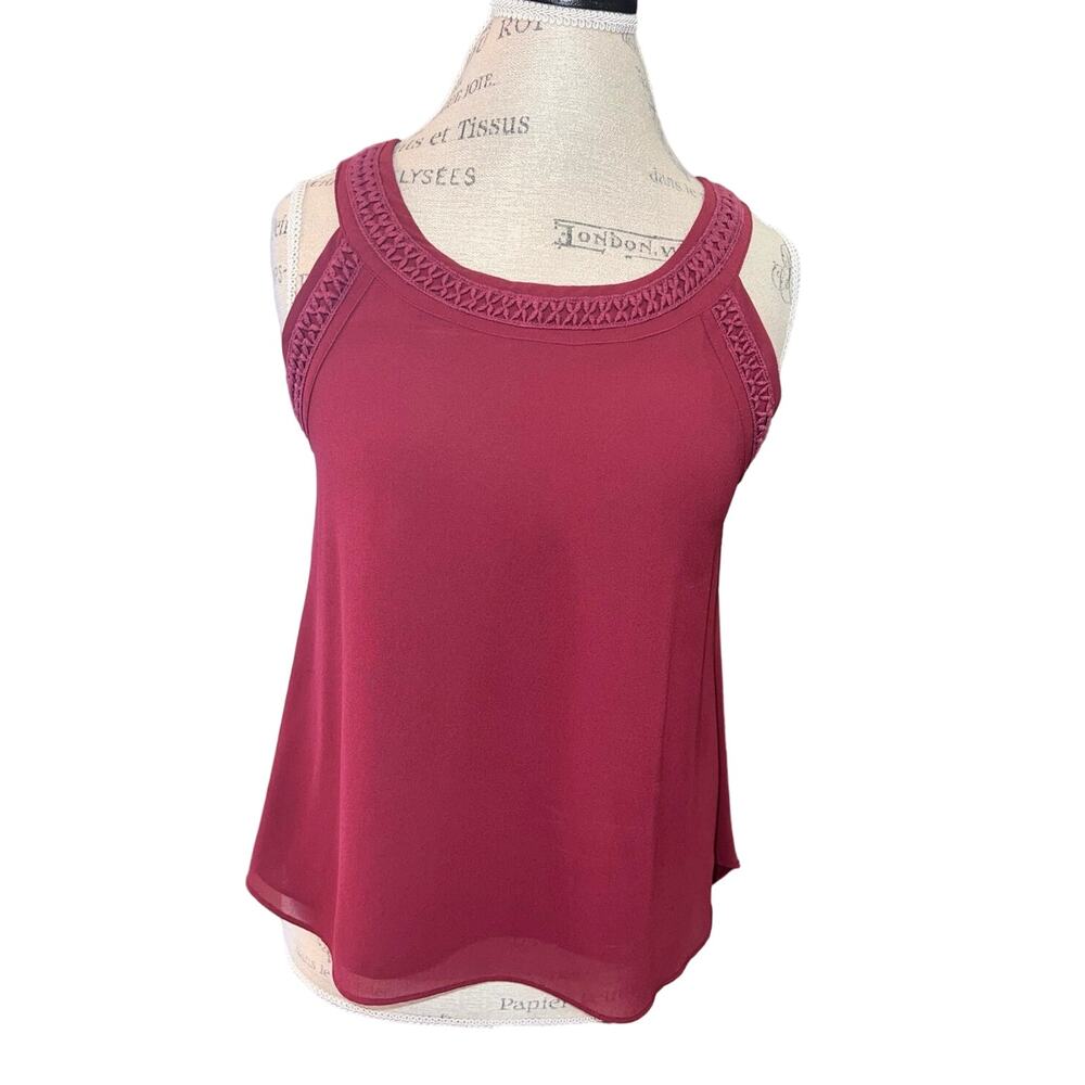 Lost April Sleeveless Blouse Burgundy Women's Size Med. EUC